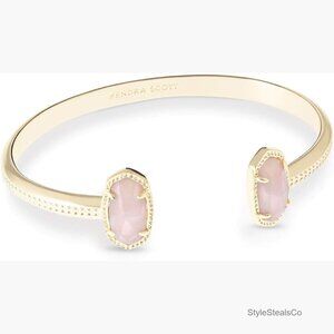 Adjustable Gold-Plated Brass Cuff Bracelet with Custom Stone